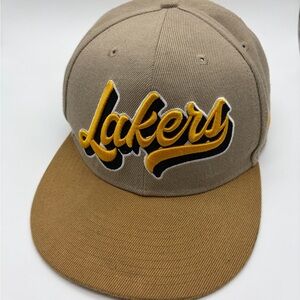 NBA Lakers Cap, Ultra Game, Tan & Golden Yellow, Adjustable Strap,‎ OSFM